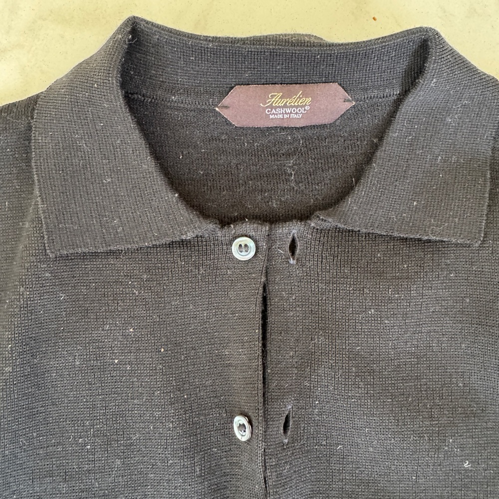 Aurelien Black wool size 52 / XL cardigan collar shirt men